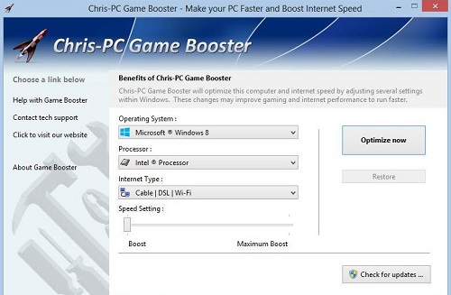 A zökkenőmentes játék élmény a  Chris-PC Game Booster konfigurálóval