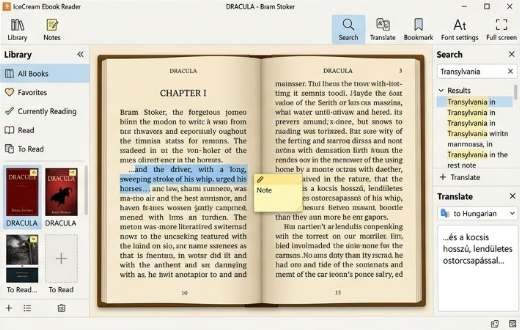 Interaktív olvasási műveletek, Jegyzetelés és fordítás az IceCream Readerrel